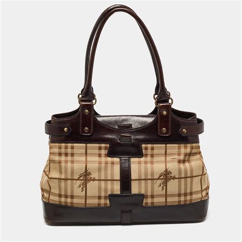 burberry brown haymarket check canvas tote shoulder bag purse|Authentic Burberry Haymarket Check Canvas Shoulder Bag.